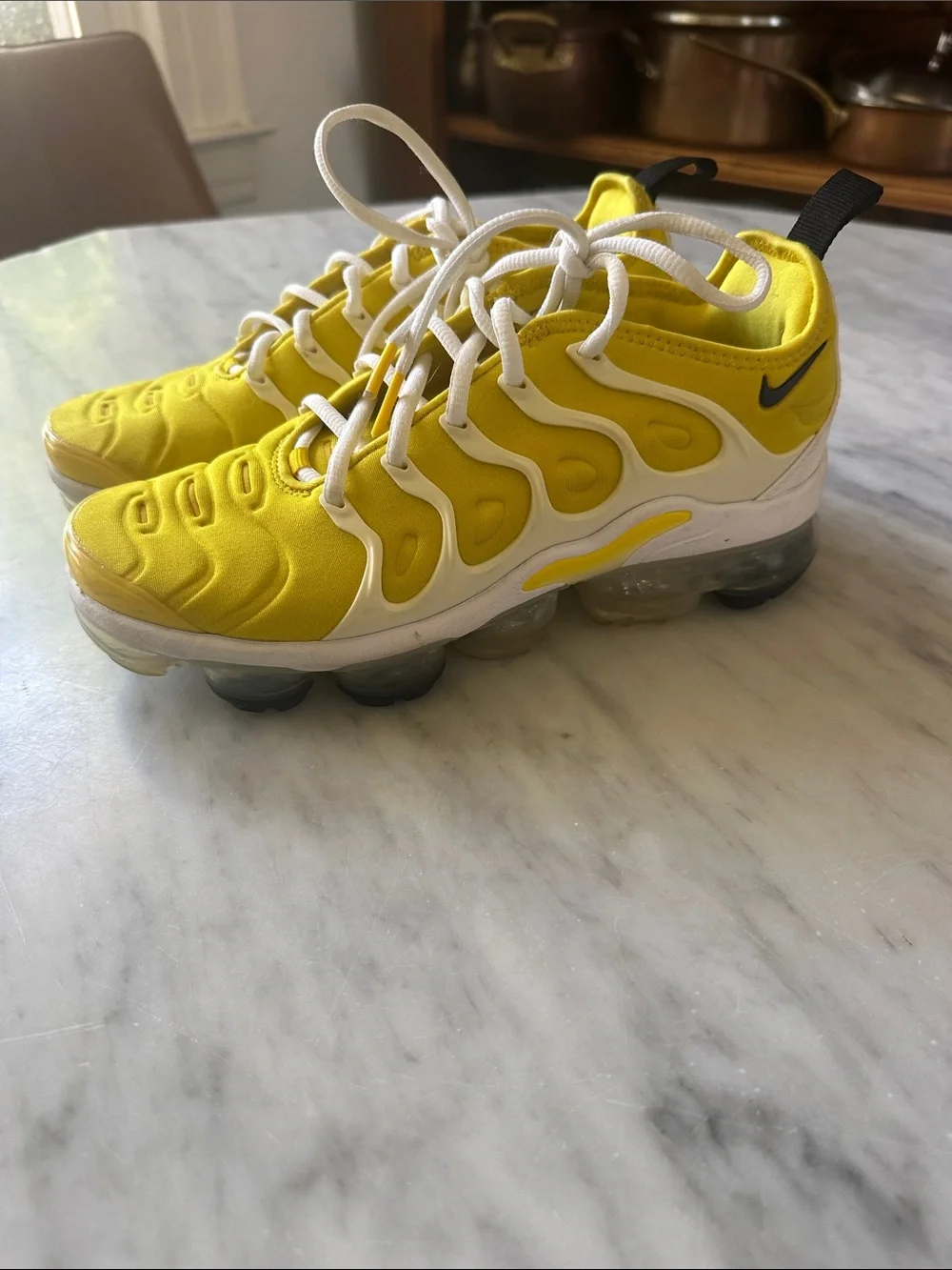 Nike Yellow and White VaporMax Plus Sneakers 7.5